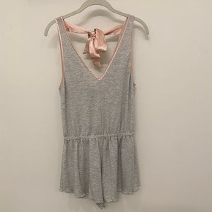Urban Outfitters Soft Grey Romper w Satin Detail